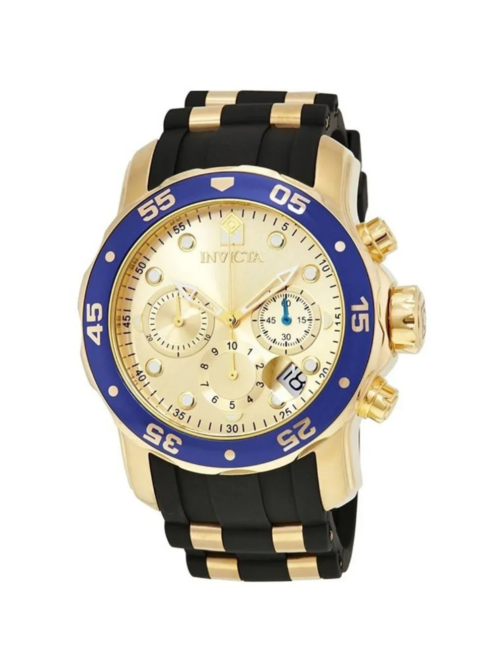 NWT Invicta Pro Diver Chronograph Gold Dial Black Rubber Men's Watch 178841